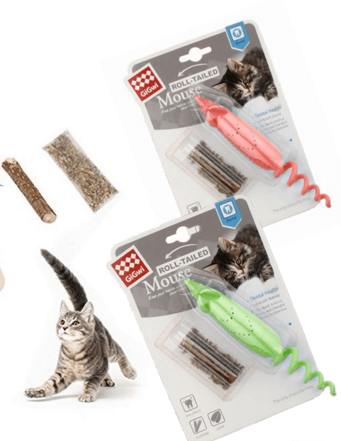 Gigwi Raton Rojo con bolsa para Catnip (Roll Tailed)1