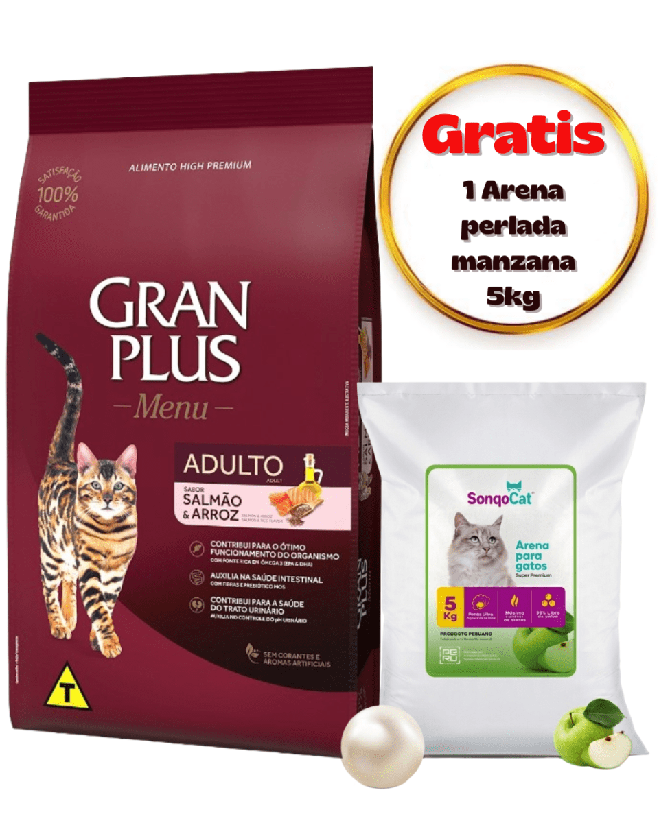 Gran Plus Gato Adulto Salmón & Arroz 3kg - Promo Arena Sonqocat1