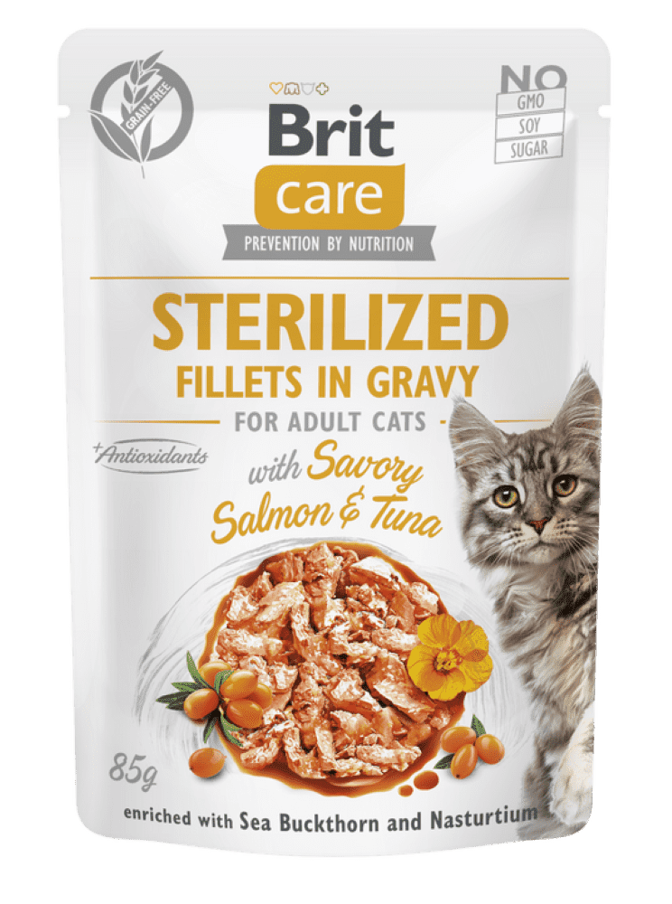 Brit Care Cat Sterilized - Filetes en salsa con Salmón y Atún - 85gr1