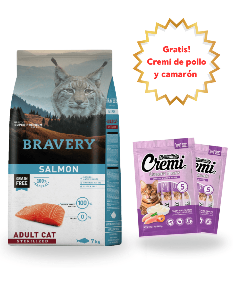 BRAVERY SALMON ADULT CAT STERILIZED 7kg - PROMO CREMI1