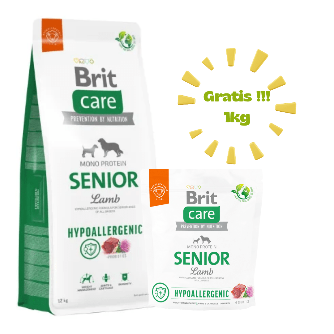 BRIT CARE SENIOR LAMB HYPOALLERGENIC 12kg - Promo + 01 Bolsa de 1kg1