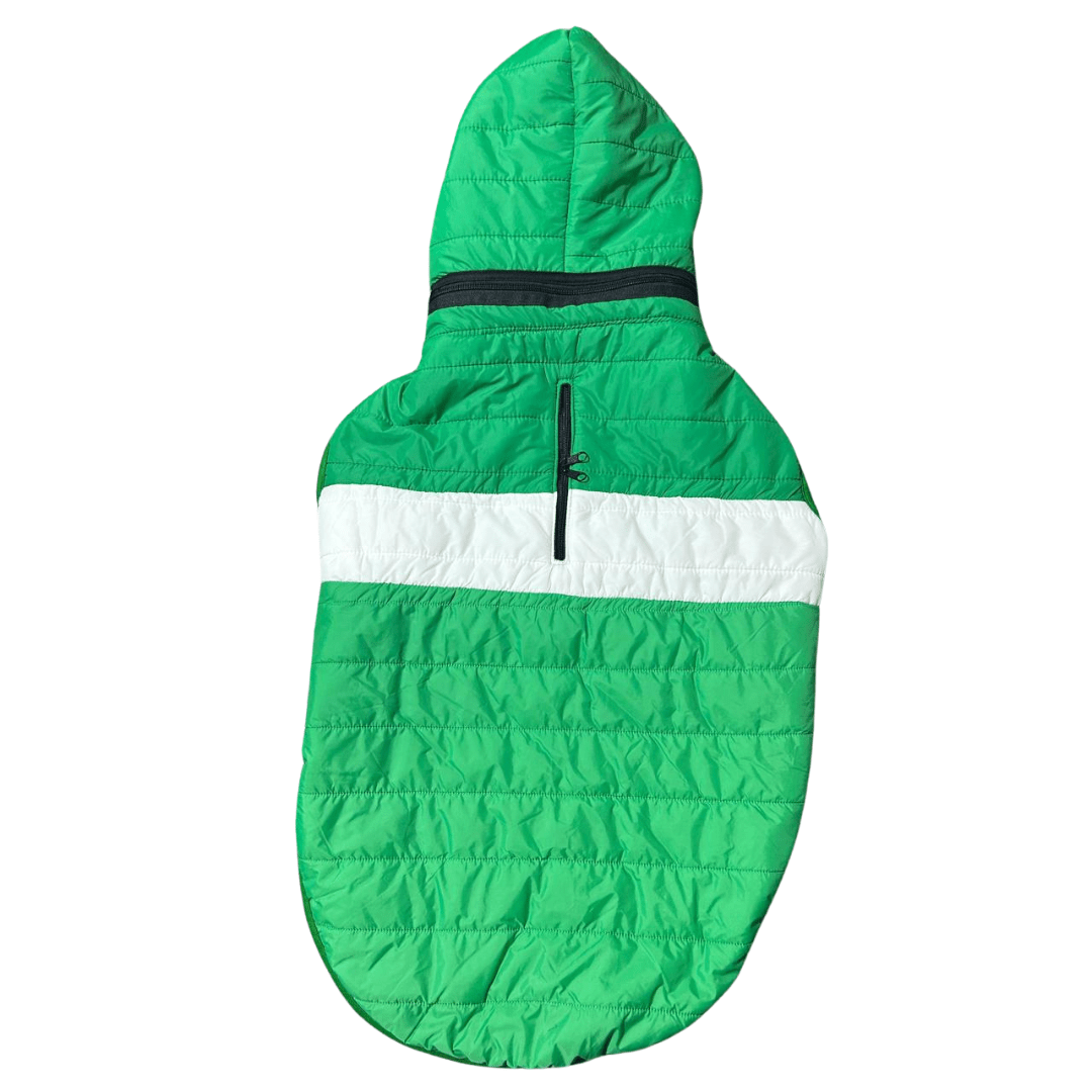 ROPA PO - CASACA CON CAPUCHA COLOR VERDE CON BLANCO - Talla 61