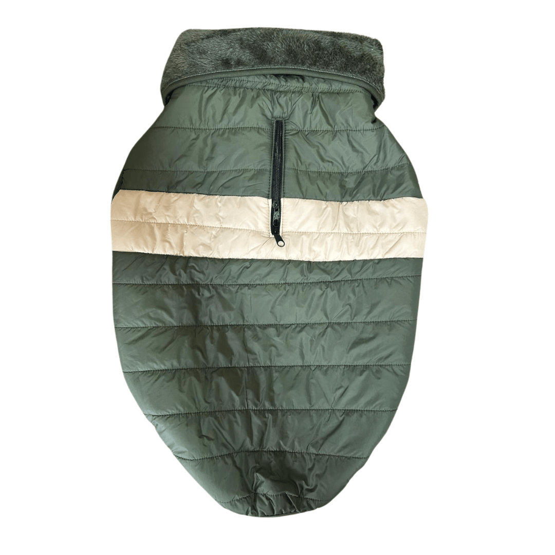 Ropa PO - Casaca con Capucha Color Verde Militar con Beige - Talla 53