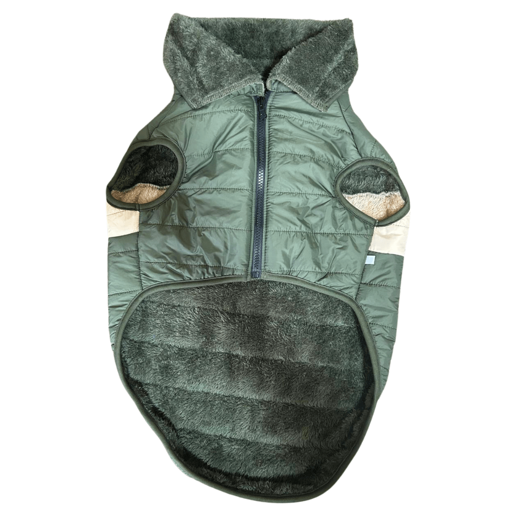 Ropa PO - Casaca con Capucha Color Verde Militar con Beige - Talla 52