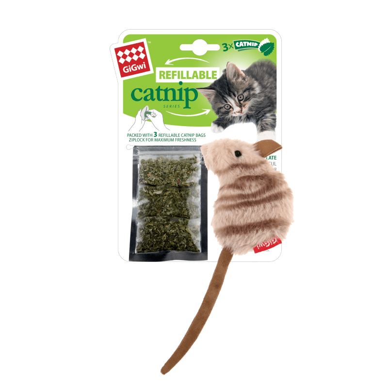 GIGWI REFILLABLE CATNIP MOUSE TEA BAG1