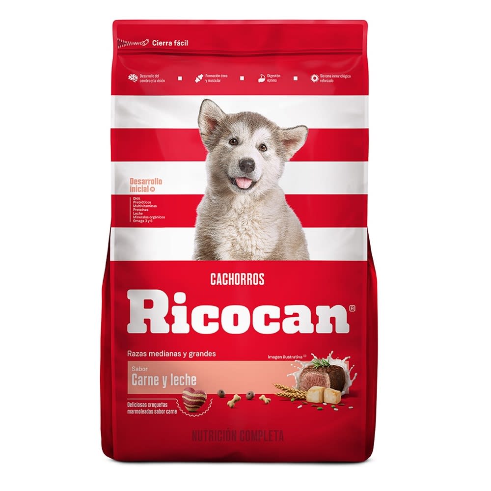 Ricocan Cachorro sabor Carne y Leche - Razas medianas y grandes 15kg1