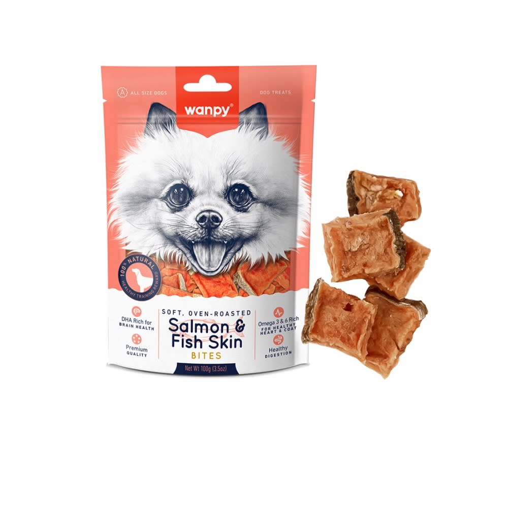 Wanpy Snacks dog salmon and fish skin 100 gr1