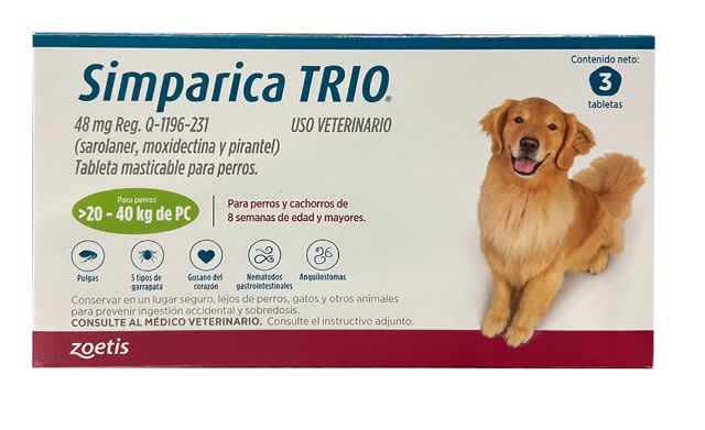 Simparica Trio (20 a 40 Kg) x 3 tabletas1