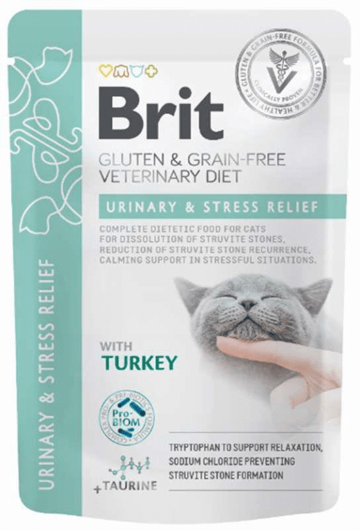 BRIT GF VD CAT POUCH FILLETS IN GRAVY URINARY & STRESS RELIEF 85gr1
