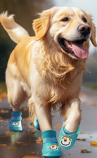 Zapato para perro de silicona para LLuvia - (Medium Rojo)3