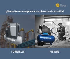 ¿Cual es la diferencia entre un compresor de tornillo y un compresor de pistón?