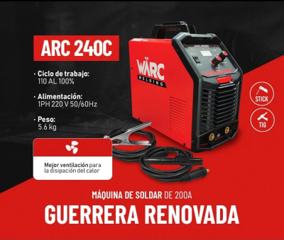 Soldadora Inversora ARC 240C WARC 200 Amp + Careta fotosensible5