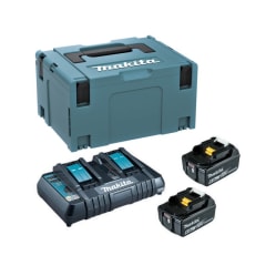 Set de 2 Baterías 18V LXT 6.0 Ah BL1860B + Cargador Doble DC18RD + MakPac Makita