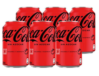 Bebida Lata Coca Cola Zero 350 ml Pack x 6 und1