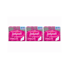 3 unidades de Toalla Ultra Delgada Rosada Lady Soft x 16 unidades