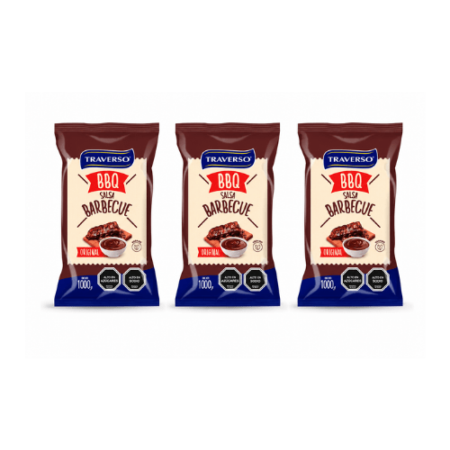 3 unidades de Salsa Barbecue Traverso 1 litro1
