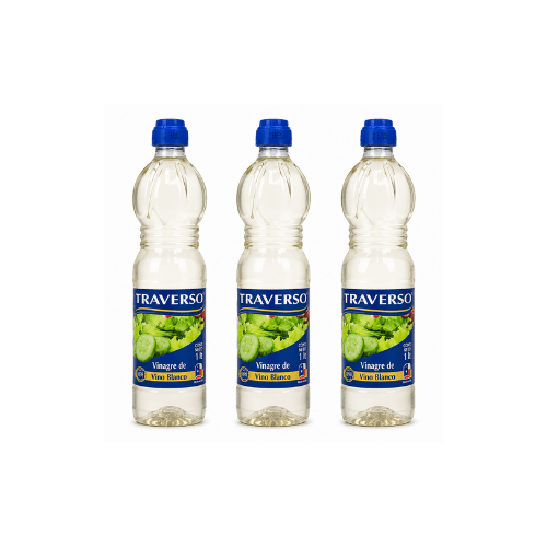 3 unidades de Vinagre de Vino Blanco Traverso 1 litro1