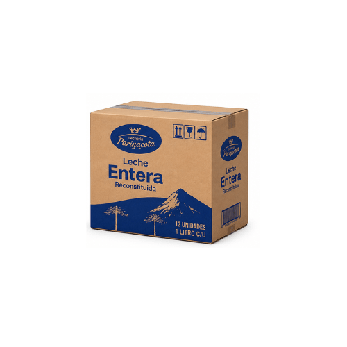 Caja de 12 unidades de Leche Entera Pitrufquén 1 litro1
