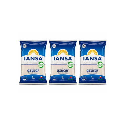 3 unidades de Azúcar Blanca Iansa 1 kg1
