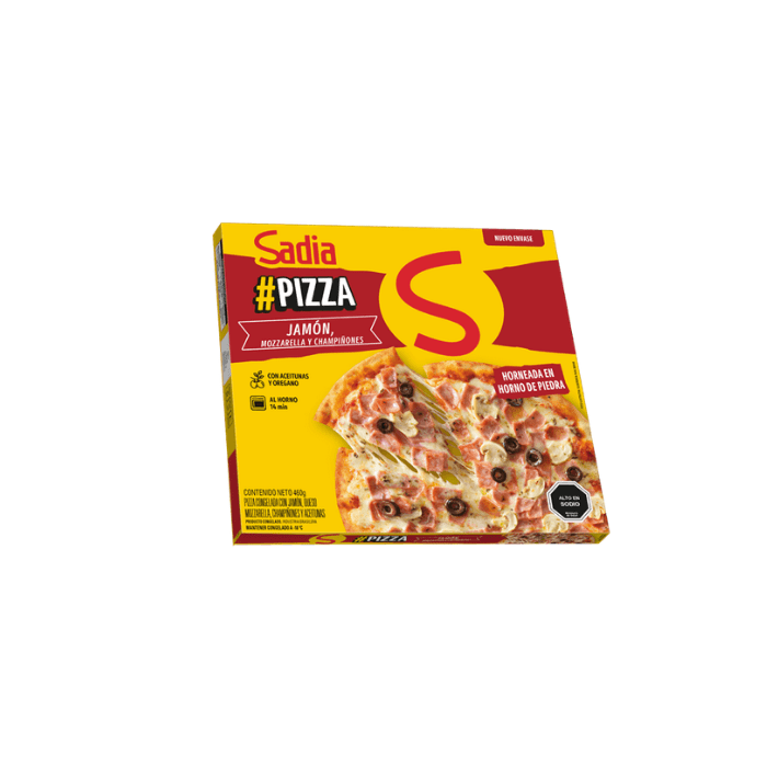 Pizza Jamón, Mozzarella y Champiñones1