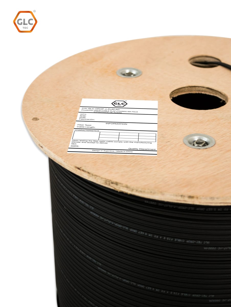 DROP CABLE FLAT 4 CORES SM FIG.8 C/PORTANTE DE ACERO x1000mts2