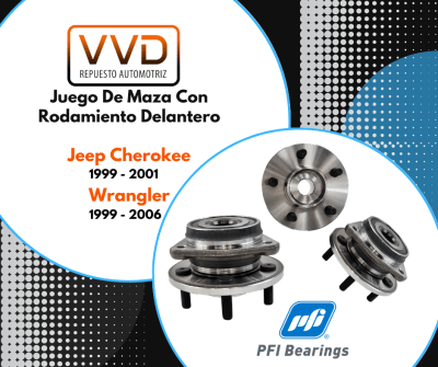 JUEGO DE MAZAS C/RODAMIENTO DELANTERAS JEEP CHEROKEE 1999/2001 WRANGLER 1999/2006