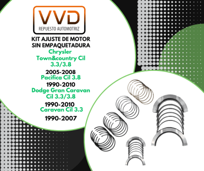 KIT AJUSTE DE MOTOR (SIN EMPAQUETADURAS) CHRYSLER PACIFICA 3.8 2005/2008 CHRYSLER TOWN & COUNTRY 3.34