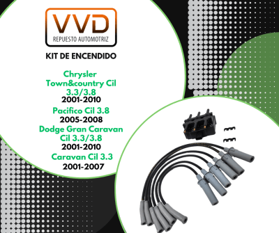 KIT ENCENDIDO 3.3 3.8 CHRYSLER TOWN & COUNTRY PACIFICA 01/10 DODGE  CARAVAN GRAND CARAVAN 01/076