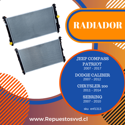 RADIADOR DODGE CALIBER 2007/2012 JEEP COMPASS-PATRIOT 2007/20172