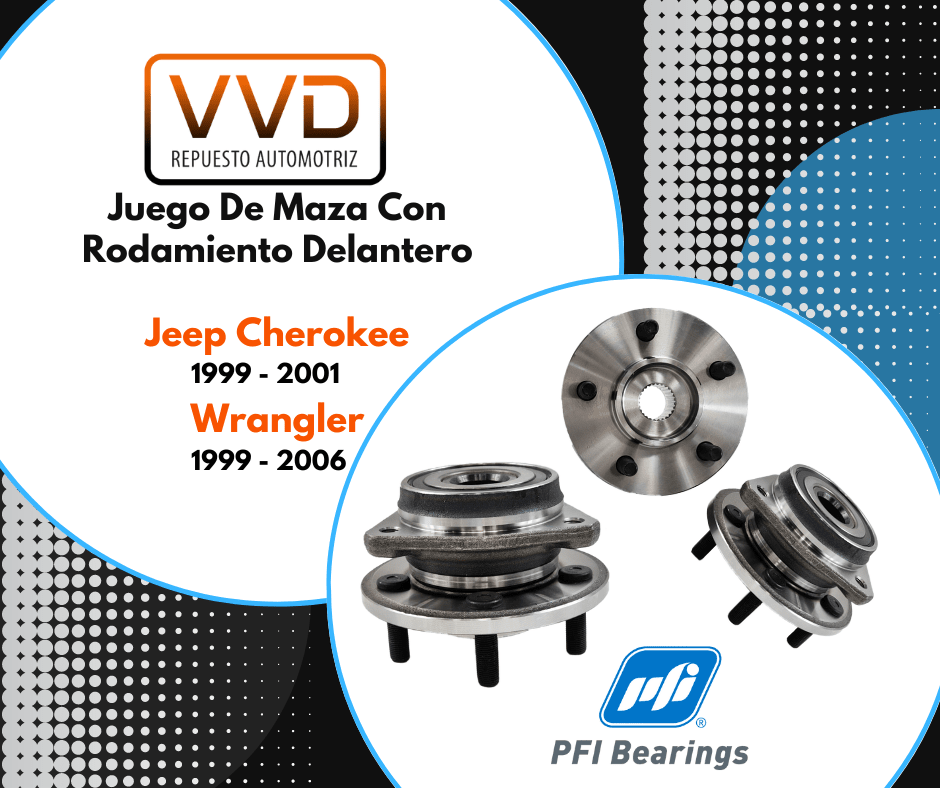 JUEGO DE MAZAS C/RODAMIENTO DELANTERAS JEEP CHEROKEE 1999/2001 WRANGLER 1999/2006 4