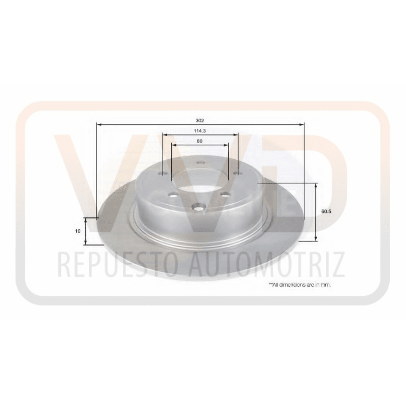 DISCO FRENO TRASERO 302MM DODGE CALIBER 1.8 2007/20093