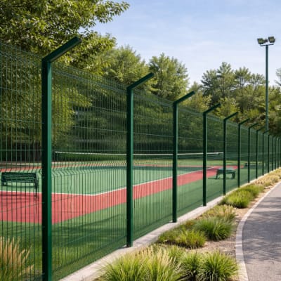 Pack Reja Tipo Acmafor 3d Verde 2,50 X 1,83 Mts + Poste Con Brazo 2,70 Mts