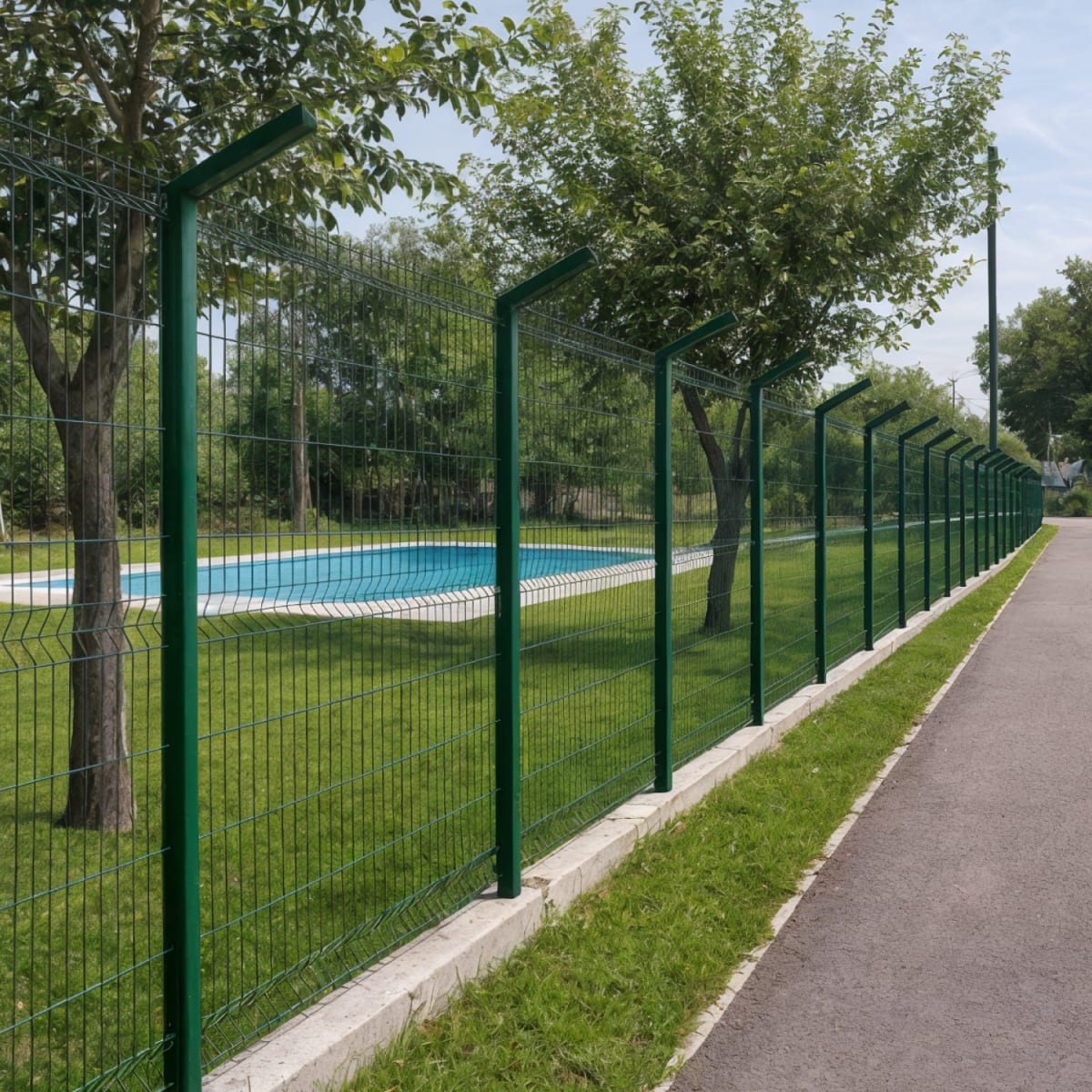 Pack Reja Tipo Acmafor 3d Verde 2,50 X 1,83 Mts + Poste Con Brazo 2,70 Mts2
