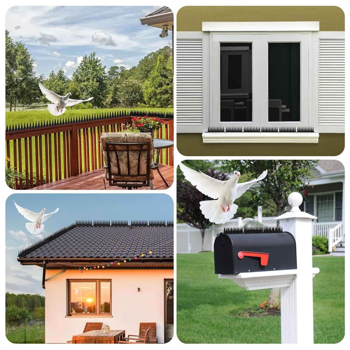 Puntas Plásticas Espanta Palomas Largo 45 Cm Caja 12 Unidades Blanco1