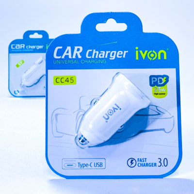 Adaptador de Auto Ivon CC45 – 20 W, USB-C + USB-A, carga rápida inteligente