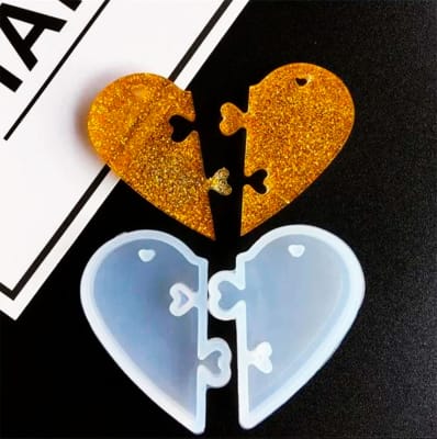 MOLDE DE SILICONA CORAZON PARTIDO