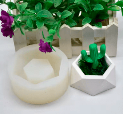 MOLDE DE SILICONA MACETERO BICELADO PARA RESINA, YESO