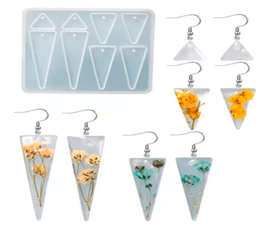 MOLDE DE SILICONA PENDIENTES, ARETES TRIANGULARES PEQUEÑOS