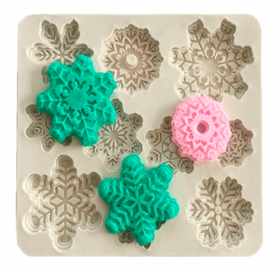MOLDE DE SILICONA PLANTILLA COPOS DE NIEVE