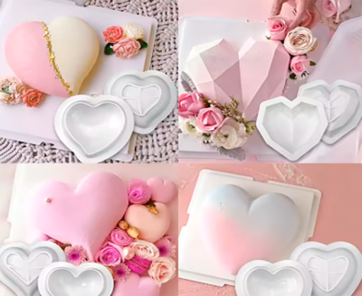 MOLDE DE SILICONA VARIOS MODELOS BIJUTERIA, CORAZON BISELADO