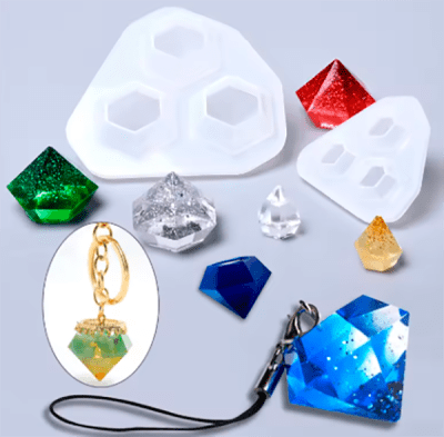 MOLDE DE SILICONA VARIOS MODELOS BIJUTERIA, DIAMANTEx3