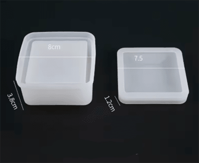 MOLDE DE SILICONA JOYERO PEQUEÑO 7CM x LADO y 3CM DE ALTO.