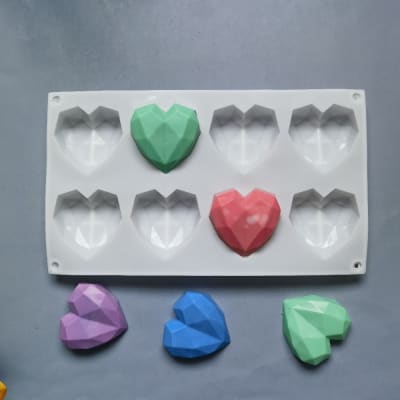 MOLDE DE SILICONA CORAZON DIAMANTE