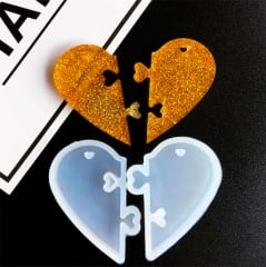 MOLDE DE SILICONA CORAZON PARTIDO 2