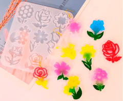 MOLDE DE SILICONA FLORES / ROSAS / TREBOL 1