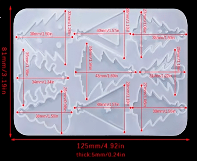 MOLDE DE SILICONA PINO PLANCHA X 9 MODELOS3