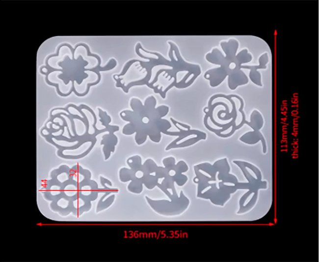 MOLDE DE SILICONA FLORES / ROSAS / TREBOL1