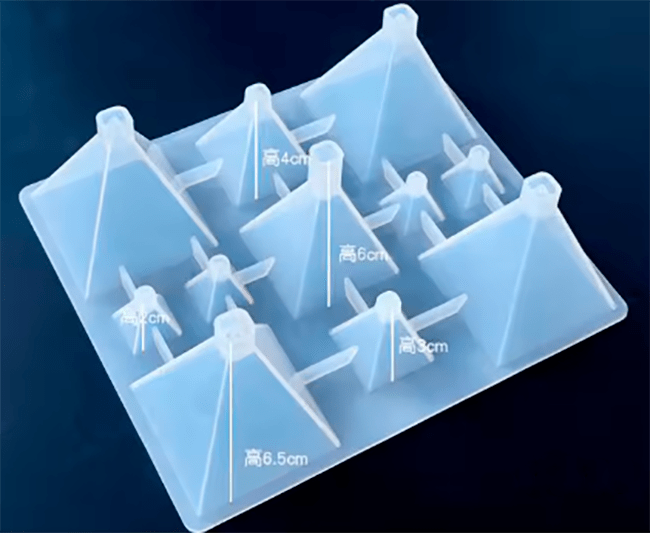 MOLDE DE SILICONA PIRAMIDES x 5 MEDIDAS DISTINTAS.2