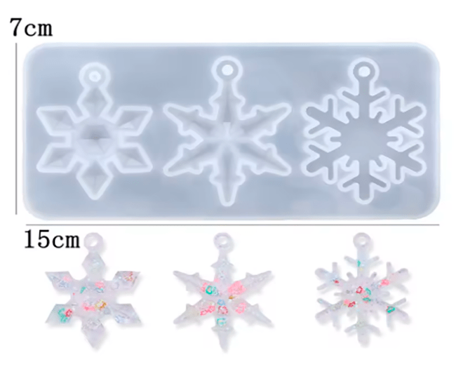 MOLDE DE SILICONA 14.5x7CM - COPOS DE NIEVE 5.5x4.5CM3