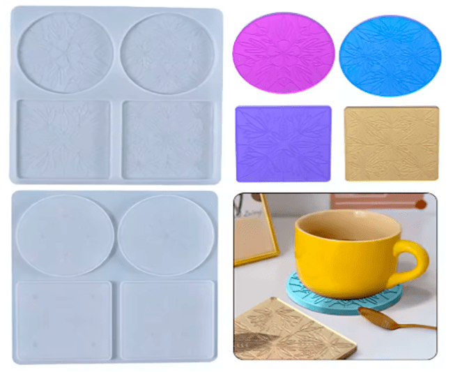 MOLDE DE SILICONA POSA VASO CUADRADO RODONDO  10.5CM1